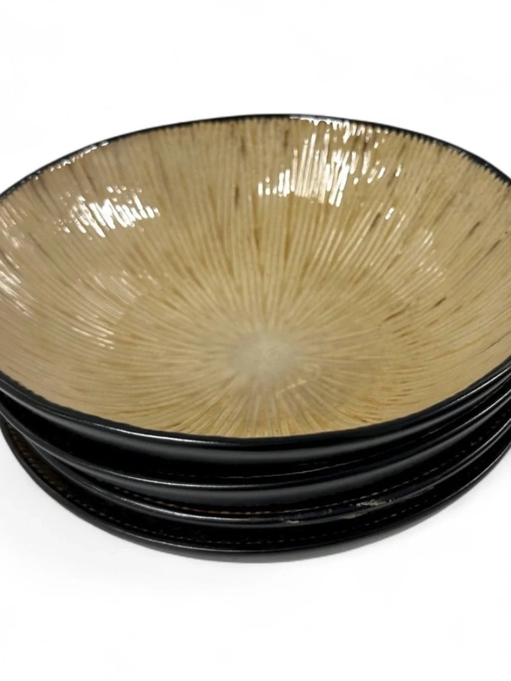 Joseph Abboud Ventana Soup Cereal Bowls 7 7/8” Brown Stoneware Set of 4